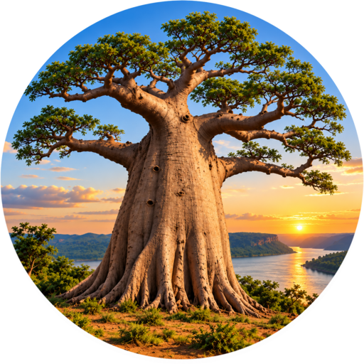 Logo circulaire de la revue SCIENTIA UNIVERSALIS représentant un baobab.